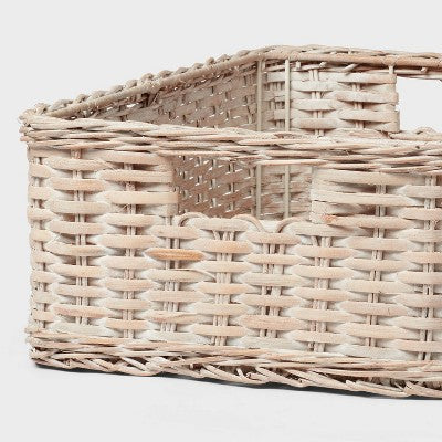 Woven Rattan Folio Bin White Washed - Brightroom