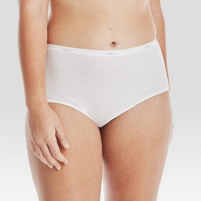 Hanes Women's Core Cotton Briefs Underwear 6pk - White 10: High Rise, Knit, Solid Pattern, Machine Washable