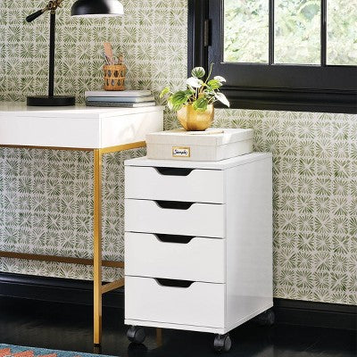 Loring Rolling Cabinet White - Threshold: Mobile Office Furniture Set with Drawers (LOCAL PICKUP ONLY)