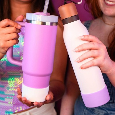 CharCharms Water Bottle Boot White: Silicone Drinkware Accessory, Dishwasher-Safe, Fits 3" Width, Hot/Cold Beverages
