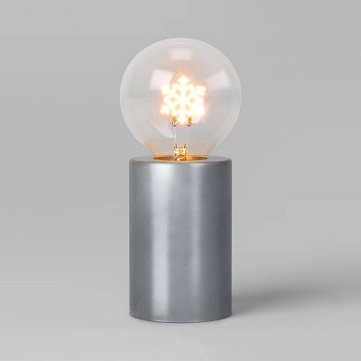 Snowflake Warm Christmas White Filament Bulb with Metal Cylinder Base Battery Operated - Wondershop