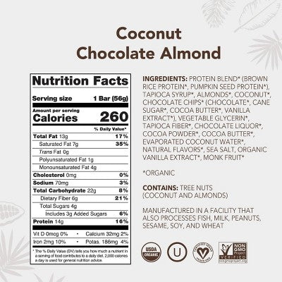 ALOHA Coconut Chocolate Almond Plant-Based Protein Bars - 14g Protein - 9.88oz/5ct