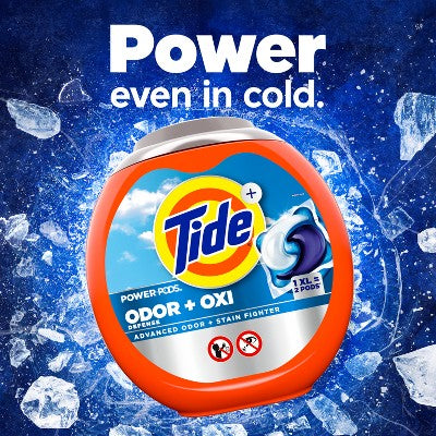 Tide Power Pods Oxi Odor Laundry Detergent - 63ct