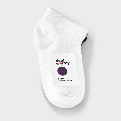 Toddler 8pk Low Cut Socks - Dealworthy 2T-3T White/Gray/Black: Knit Lightweight Banded Cuff