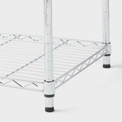 4 Tier Wide Wire Shelving Chrome - Brightroom: Steel Utility Storage, Adjustable Feet & Shelves, 350 lb Capacity (LOCAL PICKUP ONLY)