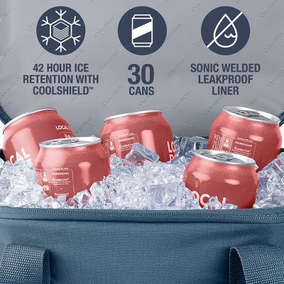 CleverMade Collapsible Tahoe 30 Cans Soft Sided Cooler - Ocean: Water-Resistant with Adjustable Straps