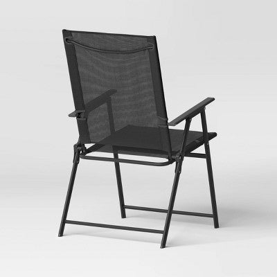 4pc Sling Patio Dining Folding Chairs Black - Room Essentials (LOCAL PICKUP ONLY)
