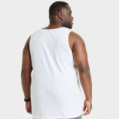 Men's Big & Tall 4pk Tank Top - Goodfellow & Co White 4XL: Lightweight Cotton, Pullover, At Hip Length