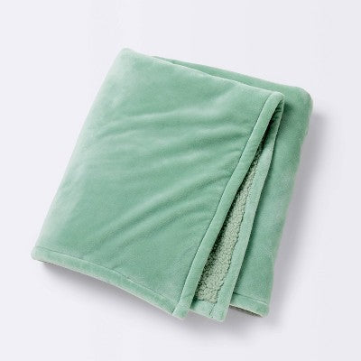 Micromink Shearling Baby Blanket - Green - Cloud Island: Baby 40"x30", Solid Pattern