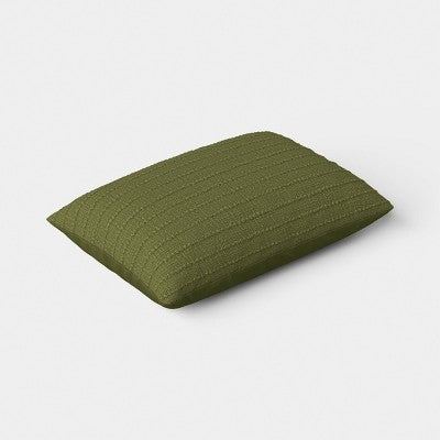 14"x20" Solid Textural Woven Lumbar Pillow Dark Green - Threshold