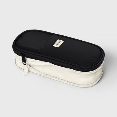 Double Zip Expandable Pencil Pouch Black/Ivory - up&up