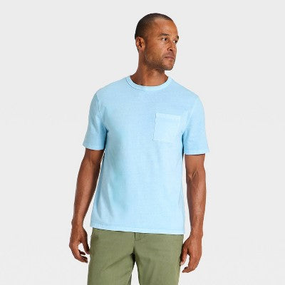 Men's Vintage Short Sleeve Pocket T-Shirt - Goodfellow & Co Light Blue S