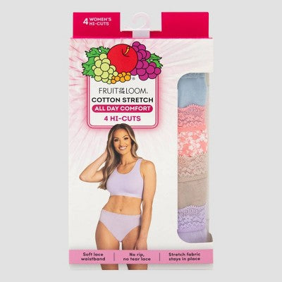 Fruit of the Loom Women's 4pk All Day Comfort Cotton Stretch Hi-cut Underwear - Multicolor 9