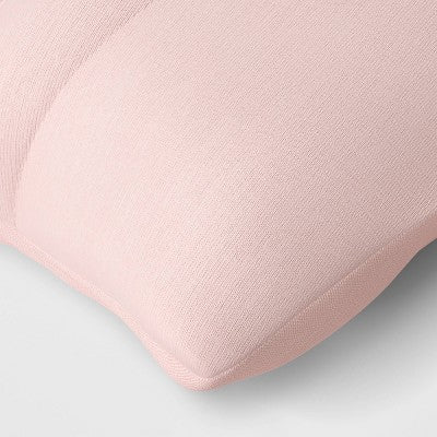 12" x 18" Lumbar Cotton Jersey Quilted Puff Throw Pillow Pink - Room Essentials