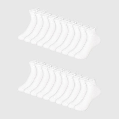 Hanes Boys' 20pk Ankle Socks - White L