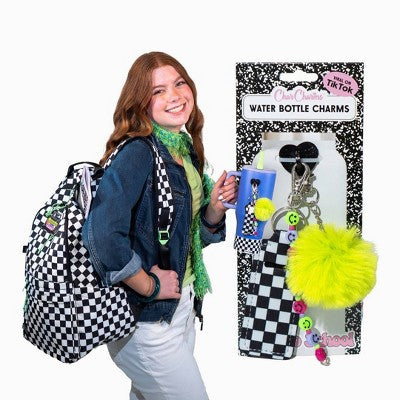 CharCharms Check Water Bottle Boot White/Black