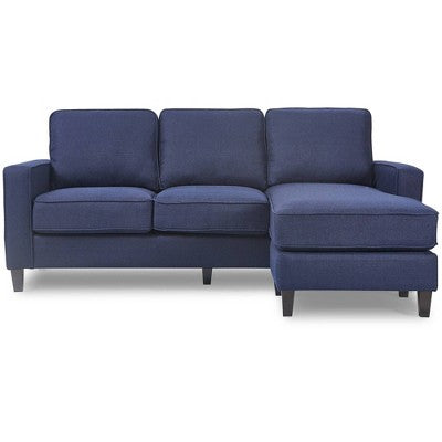 Harmon Track Arm Sectional Sofa Navy - Serta: Contemporary Reversible Chaise, Loose Cushions, Pine Frame, 3-Seater (LOCAL PICKUP ONLY)