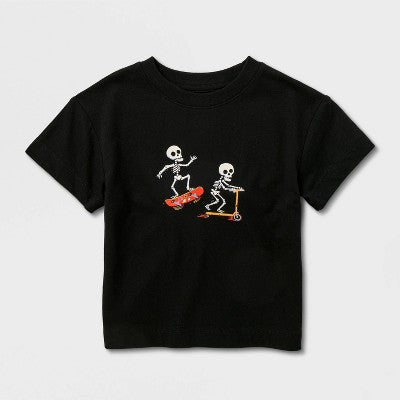 Toddler Boys' 2pc Halloween Skating Skeleton  Cat & Jack Black 5T