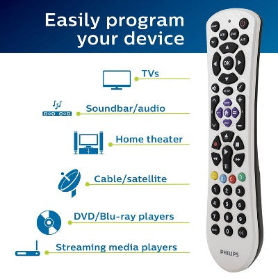 Philips 4-Device Universal Remote Control Pearl White