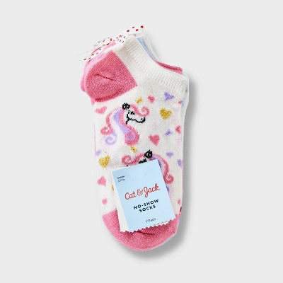 Girls' 7pk Low Cut Unicorn Socks - Cat & Jack Pink L