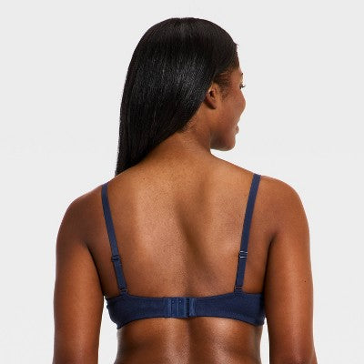 Women's Unlined Ribbed Demi Bra - Wild Fable Navy Blue 34C