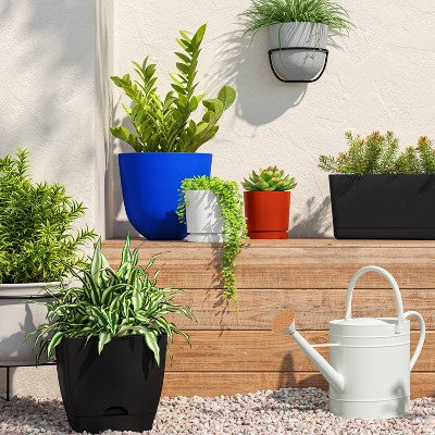 Self-Watering Plastic Indoor Outdoor Planter Pot Blue 12"x12" - Room Essentials