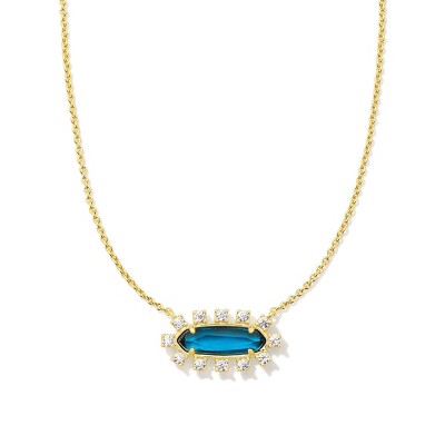 Kendra Scott Eva Framed Pendant Necklace - Dark Blue Glass