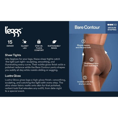 L'eggs Women's 360 Contour Bare Gloss Tights - Light Nude XXL
