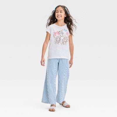 Girls' Princess Bows Short Sleeve Graphic T-Shirt - Ivory L