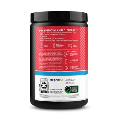 Optimum Nutrition Essential Amino Energy Hydration Plus Focus Powder - Strawberry Burst - 30 Servings - 9.5oz
