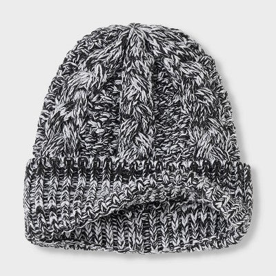 Men's Cable Beanies - Goodfellow & Co Black/white One Size Fits Most