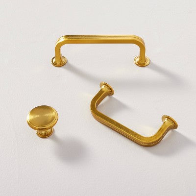3.75" Classic Etched Drawer Pulls Brass Plated (Set of 2) - Hearth & Hand with Magnolia