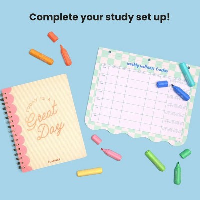 Yoobi Weekly Wellness Tracker Notepad 11"x8.5" Teal and Cream Checker Habit and Self Care Organizer