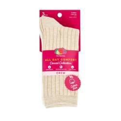 Women's Fruit of the Loom Cotton Comfort 3pk Crew Socks - Neutral 4-10: Recycled Cotton, Midweight, Solid Pattern