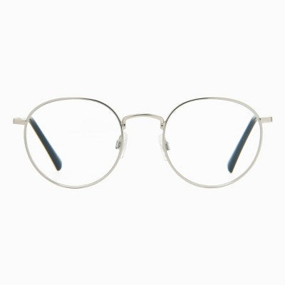 Women's Metal Round Blue Light Filtering Glasses - Universal Thread Metallic Silver Diopter 2