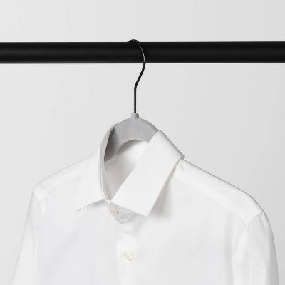 10pk Shirt Flocked Hangers Gray - Brightroom: Velvet Clothes Hangers, Adult Use, Plastic & Felt Material