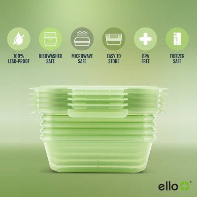 Ello 10pc Snap and Nest Meal Prep Food Storage Containers Green