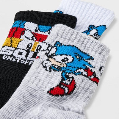 Boys' Sonic the Hedgehog 3pk Crew Socks - Gray M/L