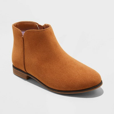 Girls' Opal Zipper Boots Cognac13: Medium Width, Flexible Outsole