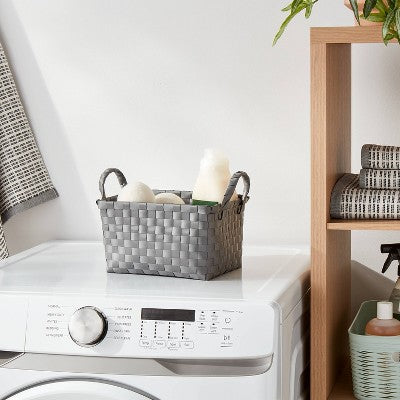 Woven Plastic Basket Small Gray - Brightroom