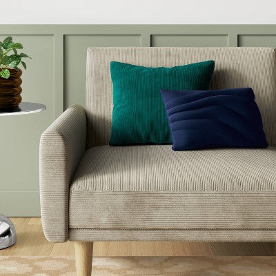 12" x 18" Lumbar Cotton Jersey Quilted Puff Throw Pillow Blue - Room Essentials
