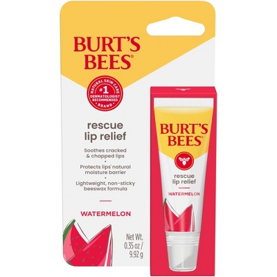 Burt's Bees Rescue Lip Relief Dry Lip Treatment Balm - Watermelon - 0.35oz: Paraben-Free, Sulfate-Free