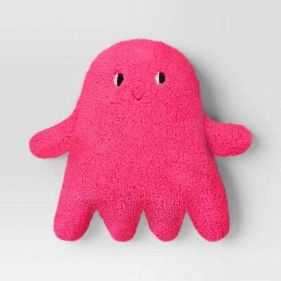 Ghost Shaped Faux Shearling Halloween Throw Pillow Pink - Hyde & EEK! Boutique: Indoor Novelty Cushion, Polyester Fill