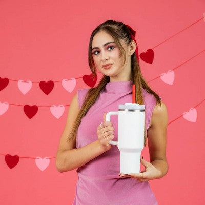 CharCharms 6pk 40oz Galentines Water Bottle Straws
