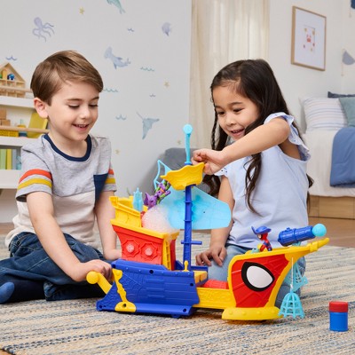 Marvel Spidey and his Amazing Friends Water-Webs Webs Ahoy Bubble Pirate Ship Toy, Christmas Gifts for Kids