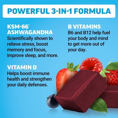 Force Factor Amazing Ashwa Dietary Supplements Soft Chews - Triple Berry - 60ct