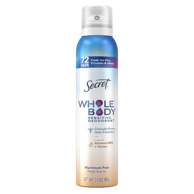 Secret Whole Body Deodorant Spray - Almond Honey - 3.5oz