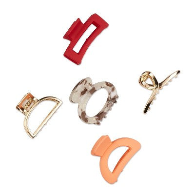 scunci be-u-tiful Mixed Shapes Open Center Claw Clips - Mixed Finish - 5pcs