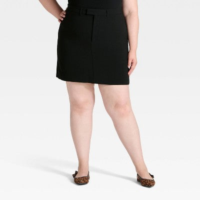Women's Tailored Mini A-Line Skirt - A New Day Black 2X