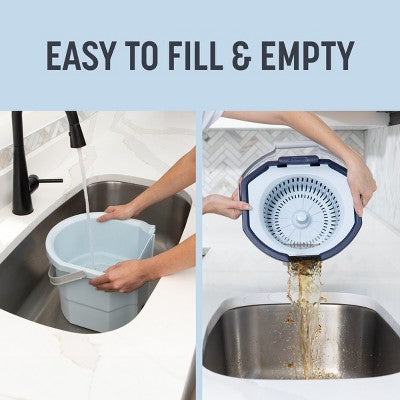 Casabella Clean Water Spin Mop with Extra Refill: Portable Microfiber Floor Cleaning Tool for Multi-Surface Use